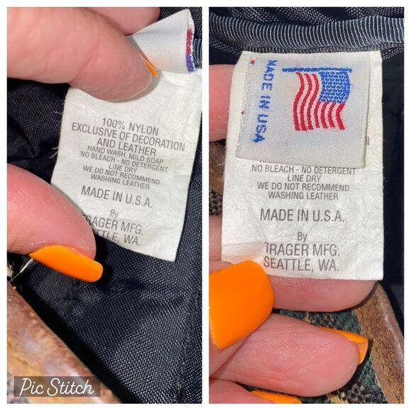 Vintage Trager Aztec Southwest Leather Multi Fabric Flap Cover Backpack … - Picture 4 of 12